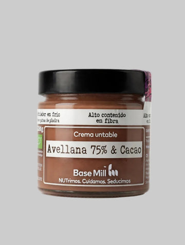 Crema untable de Avellanas 75% y Cacao, 200g