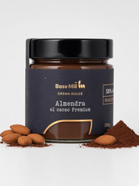 Crema gourmet Almendras 58% y Cacao PREMIUM ECO, 200g