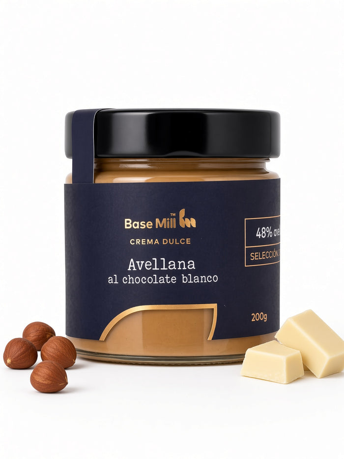 Crema gourmet Avellanas 48% y Chocolate blanco, 200g