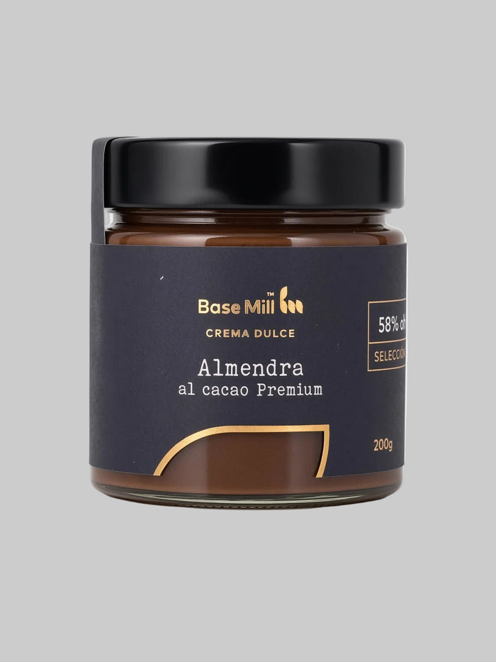 Crema gourmet Almendras 58% y Cacao PREMIUM ECO, 200g